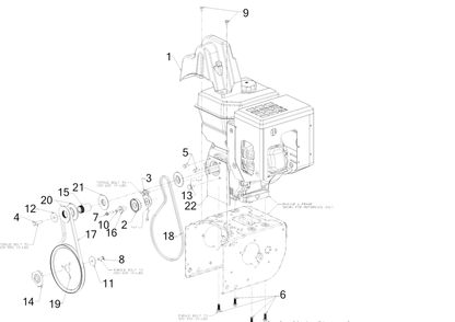 Engine Drive Diagram and Parts List for 3X30-INCHTRAC (31AH7EVZ710)(2017) Cub Cadet Snow Blower